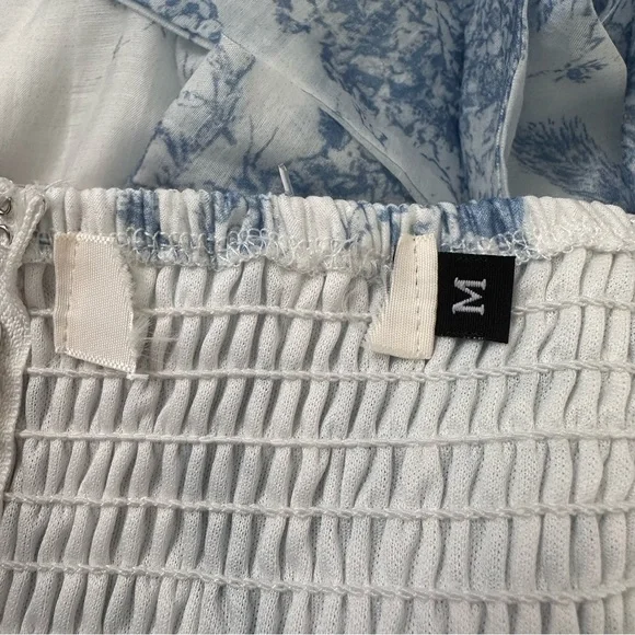 Petal and Pup Blue White Floral Coquette Lite Fabric Summer Dress Size M - Picture 12 of 16